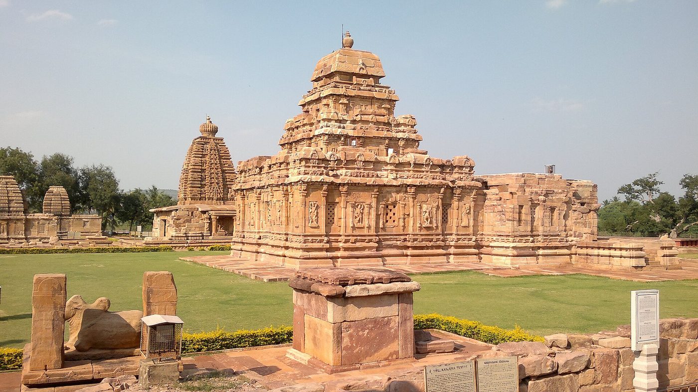 The Virupaksha temple at Pattadakal — the Chalukya parent whose design the Kailasa restates at double scale.