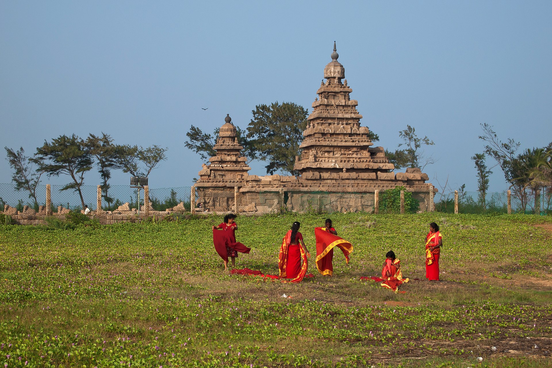 The Shore Temple — granite in the surf for thirteen centuries.