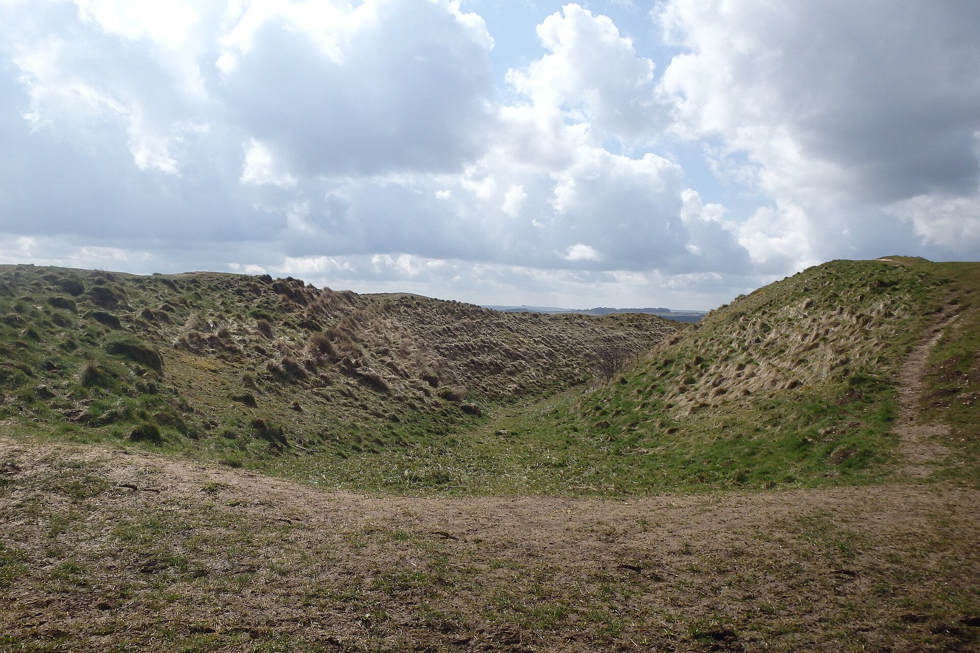 Barbury Castle — an Iron Age hillfort over the same chalk.